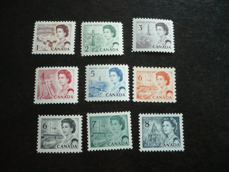 Stamps - Canada - Scott# 454-544 - Mint Hinged Set of 9 Stamps