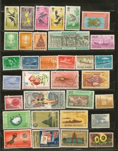 Indonesia Collection of 35 Different 1960's Stamps Mint Hinged