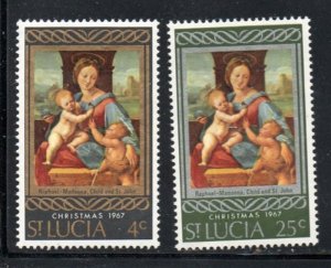 St Lucia Sc 227-228 1967 Christmas stamp set mint NH