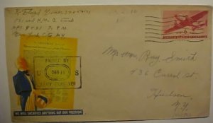 US APO # 9531 PATRIOTIC UNLISTED FE 1945 CENSOR TO NY