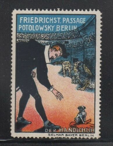 Germany - Glove Company Advertising Stamp, Man, Tigers & Puppy on Glove - MH OG 