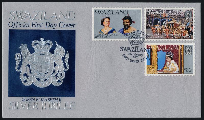 Swaziland 278-80 on FDC - Queen Elizabeth Silver Jubilee