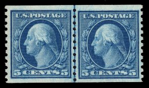 MOMEN: US STAMPS #458 LINE PAIR MINT OG NH VF+ PF CERT LOT #89545