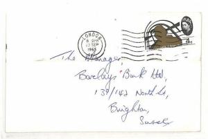GB TRANSORMA Machine Sorting Trial Postmark 1965 Brighton Bank 4d Cover Ai36