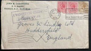 1934 Nassau Bahamas Commercial Cover To Huddersfield England Airmail USA Only