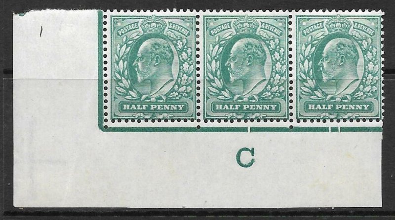 ½d Blue-Green Control C perf type V1 plate 1 with 2 varieties MOUNTED MINT