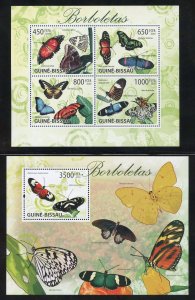 Guinea-Bissau MNH Butterfly Souvenir Sheet Set from 2009