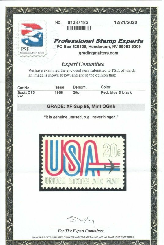 MOstamps - US #C75 Mint OG NH Grade 95 with PSE Cert - Lot # MO-2563 SMQ $25