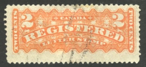 Canada Scott F1 - UF-VFH - 1875 First Registration Stamp - SCV $6.00