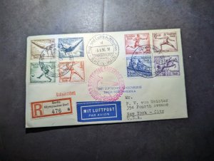 1936 Germany Berlin Olympics Airmail LZ 129 Hindenburg Zeppelin Cover to NY USA