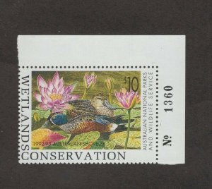 AD6 - Australia Duck Stamp. Plate Numbered Single. MNH.