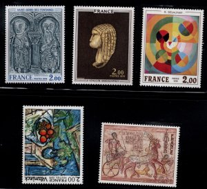 FRANCE Scott 1464-1468 MNH**  Art set of 1976