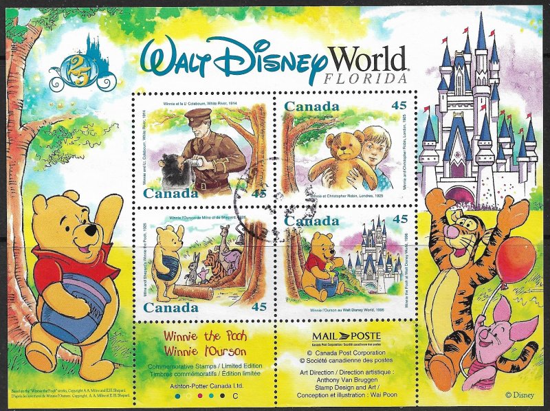 CANADA 1996 DISNEY WINNIE THE POOH Souvenir Sheet Sc 1621b VFU