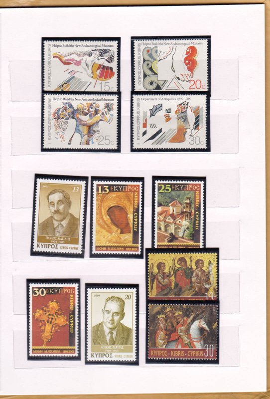 COLLECTION OF CYPRUS STAMPS IN SMALL STOCK BOOK - 75 STAMPS & 1-M/S