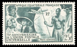 French Colonies, French Equatorial Africa #C34 Cat$16, 1949 UPU, never hinged