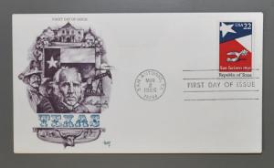 #2204 FDC 22¢ Texas Marg Cachet