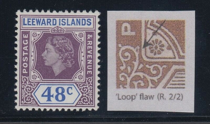 Leeward Islands, SG 136a, MLH Loop Flaw variety