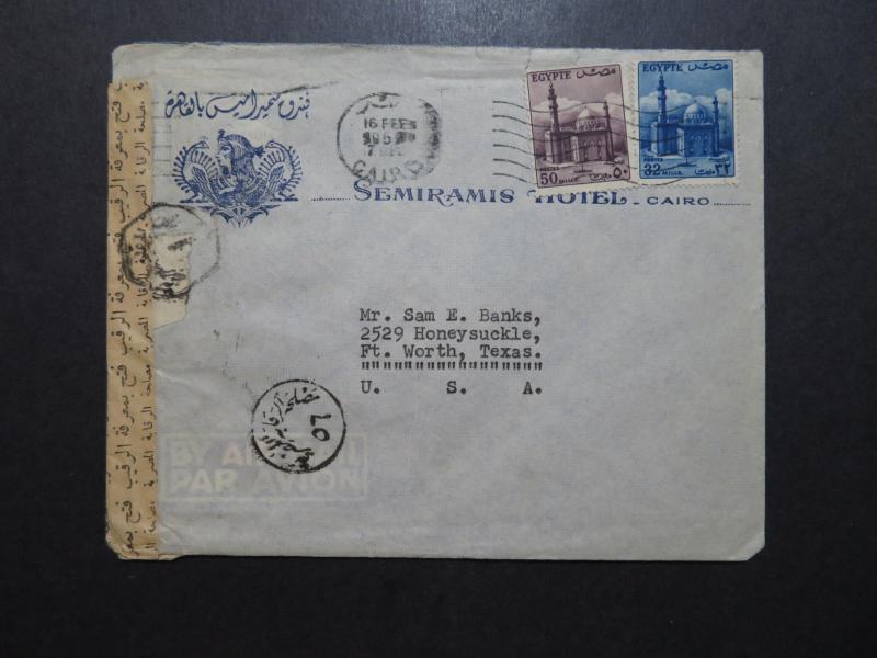 Egypt 1956 Arab Israeli War Cansor Cover to USA (I) - Z10150