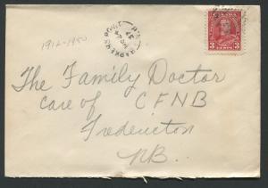 NEW BRUNSWICK SPLIT RING TOWN CANCEL COVER BARKERS POINT