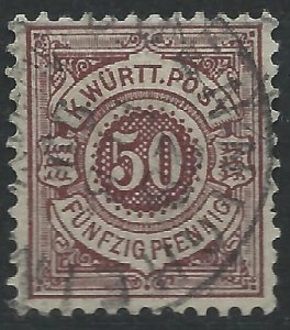 Wurttemberg 1890 - 50pf brown - Mi59 used