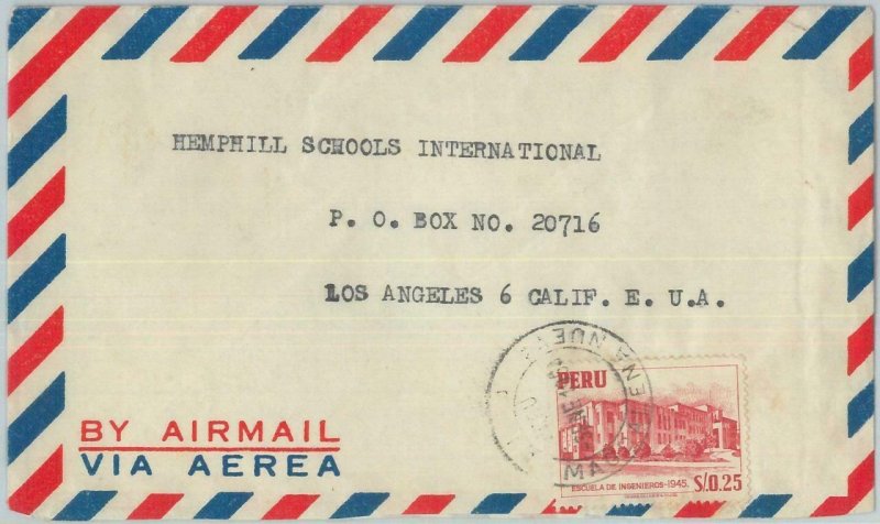 81692 - PERU - POSTAL HISTORY - Registered AIRMAIL  COVER to USA   1951