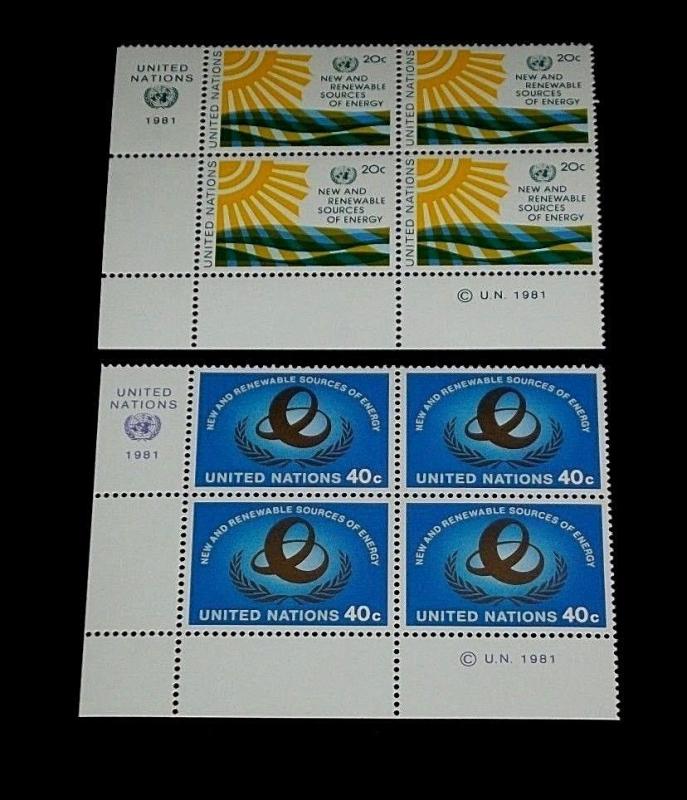 U.N. 1981,NEW YORK #348-349, RENEWABLE ENERGY, INSC.BLKS/4, MNH, NICE! LQQK!