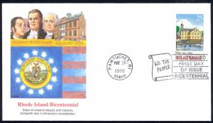 USA Sc# 2348 (Fleetwood) FDC (Pawtucket, RI) 1990 5.29 Rhode Island 200th