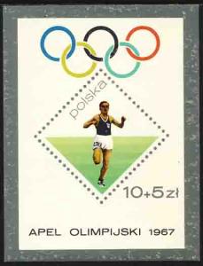 Poland 1967 Sc B110 Kusocinski Mexico Olympics Stamp SS MH