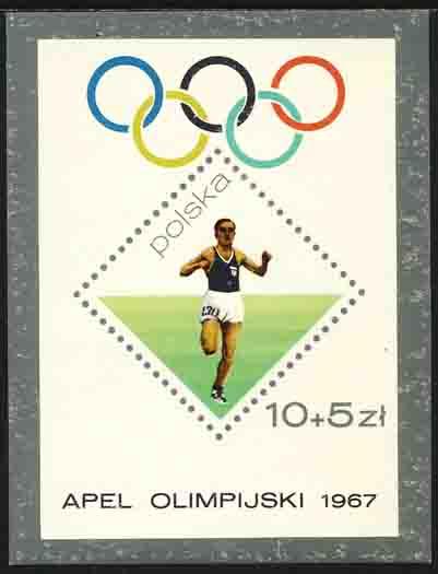 Poland 1967 Sc B110 Kusocinski Mexico Olympics Stamp SS MH