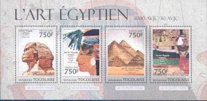 TOGO  2013 EGYPTIAN ART PYRAMIDS PAINTINGS SPHINX  ET CETERA  SHEET   MINT NH