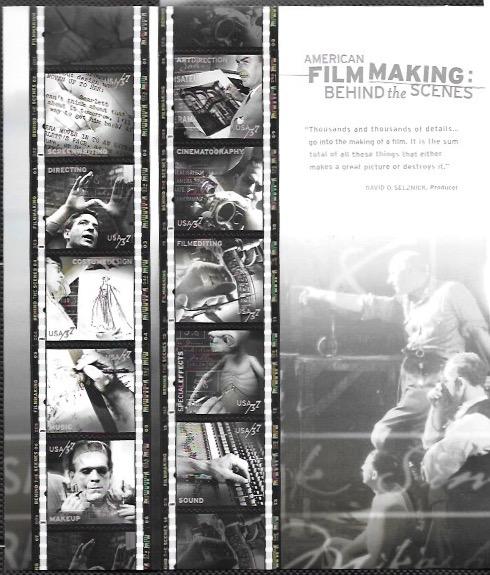US #3772 MNH Full Sheet.  Film Making.  Write ups on back side of sheet.