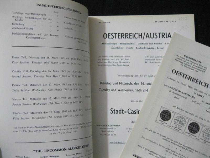 ROBSON LOWE AUCTION CATALOGUE 1965 OESTERREICH