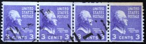 U.S. Used Stamp Scott #842 3c Prexie Plate # Line Pair Strip/4. Choice!