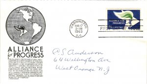 #1234 Alliance For Progress – Anderson Cachet Addressed to Anderson SCand