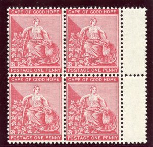 Cape of Good Hope 1884 QV 1d carmine-red block of four superb MNH. SG 49a.