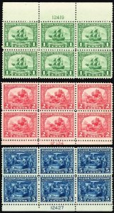 548-50, Mint Set of Three Plate Blocks CV $685 - Stuart Katz