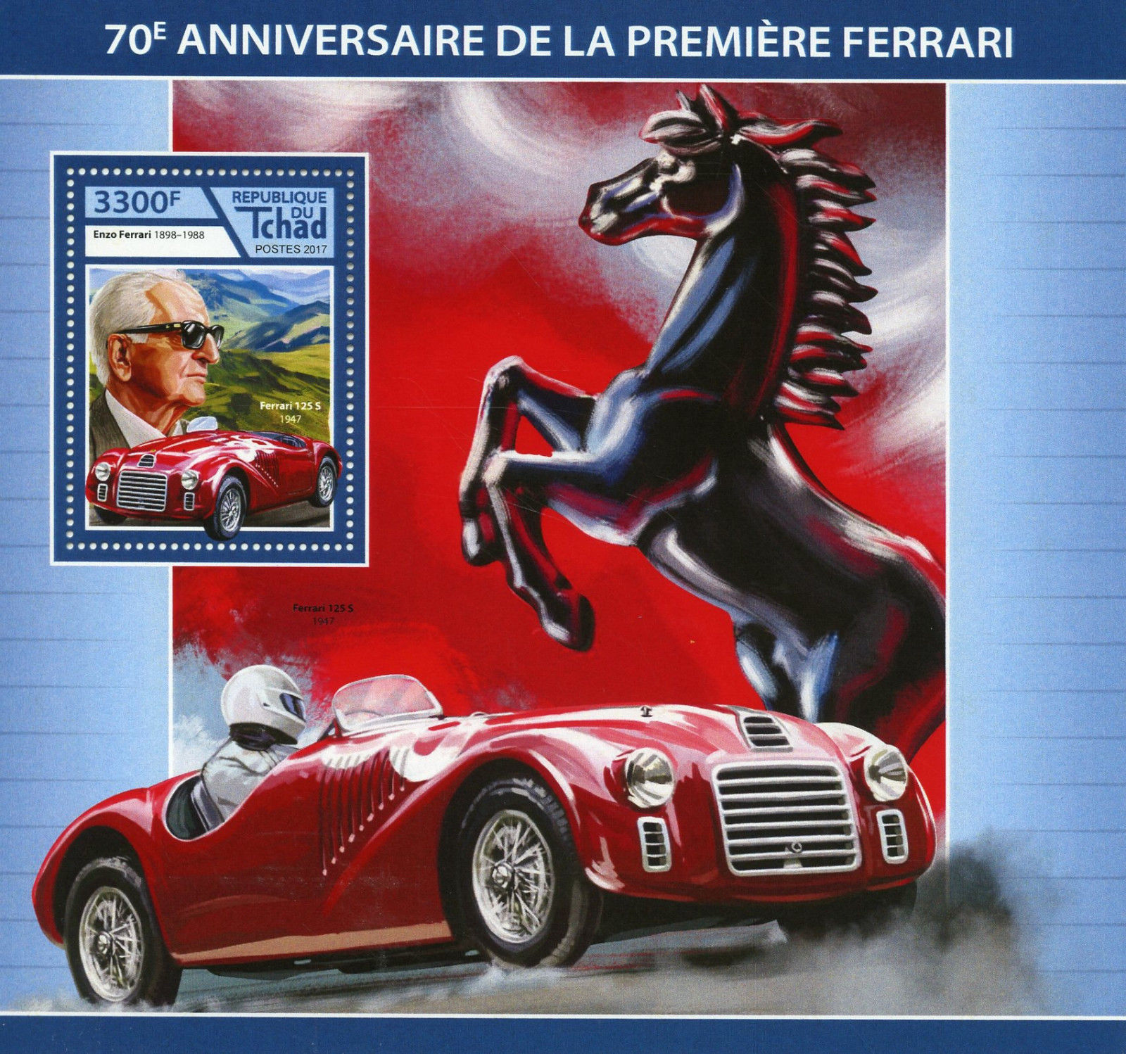 Chad 17 Mnh First Ferrari 125s 70th Anniv 1v S S Cars Stamps Hipstamp