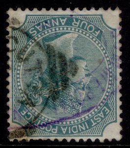 INDIA QV SG71w, 4a blue-green, FINE USED. Cat £600. WMK INVERTED