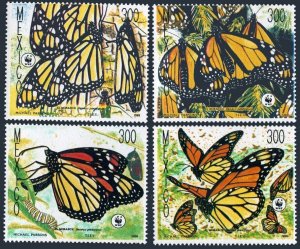 Mexico 1559-1562,MNH.Michel 2095-2098. WWF 1988.Butterflies.