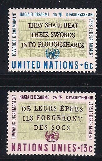 UN NY Sc# 177 178 Swords to Plowshares MNH