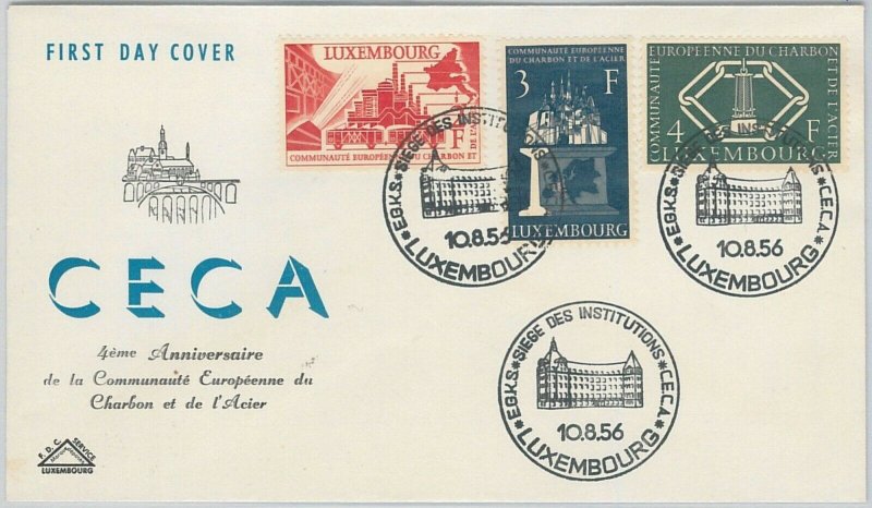 56223 - LUXEMBOURG - POSTAL HISTORY: MICHEL 552 /4 FDC COVER 1956 ARCHITECTURE-