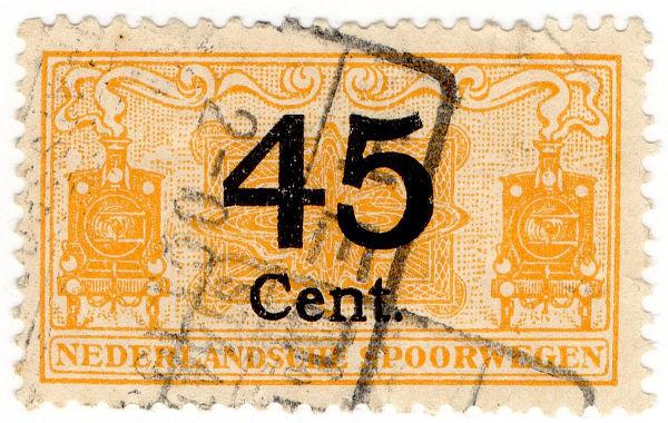 (I.B) Netherlands Railway (Spoorwegen) : Parcel Stamp 45c