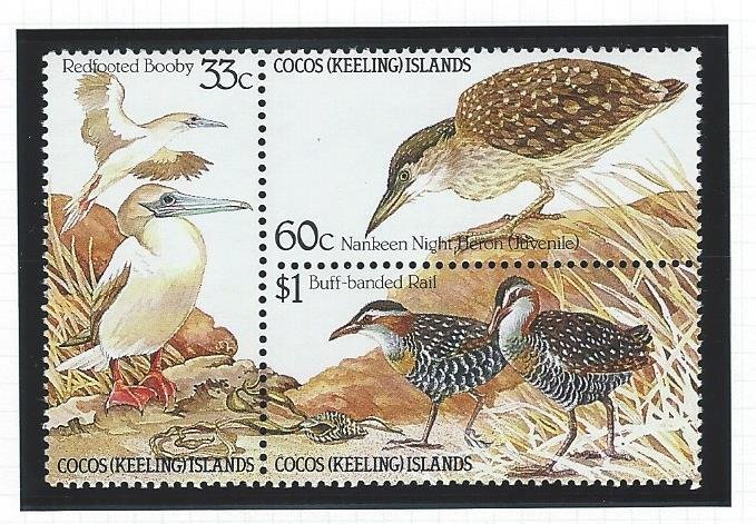 Cocos Islands birds block of three mnh  s.c.# 134a