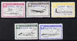 Guernsey - Alderney 1965 Europa overprint on Aircraft set...