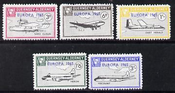 Guernsey - Alderney 1965 Europa overprint on Aircraft set...