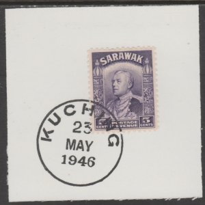 SARAWAK 1934 Sir Charles Brooke  5c on piece with MADAME JOSEPH  POSTMARK