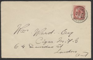 1903 RPO Postmark Stratford & Wiarton/MC On Cover to London ONT