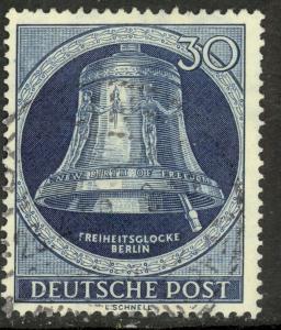 GERMANY / BERLIN - 1951 30pf Re-engraved FREEDOM BELL Issue Sc 9N78 VFU