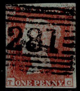 GB QV SG8, 1d red-brown, USED. Cat £35. TC 