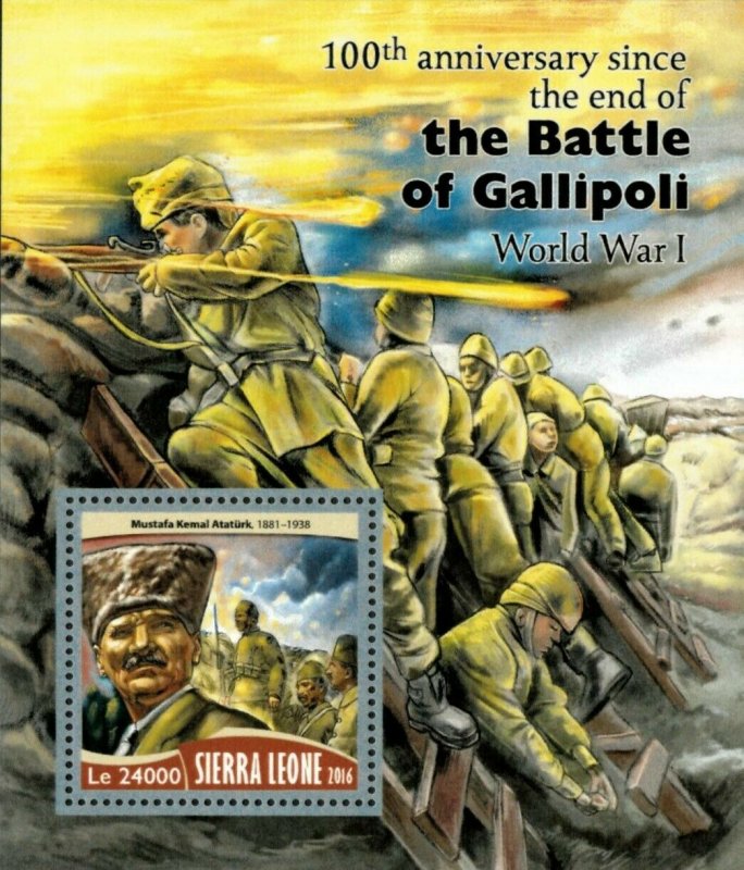 Sierra Leone 2016 - World War I, Battle of Gallipoli, 100 Years - S/S - MNH